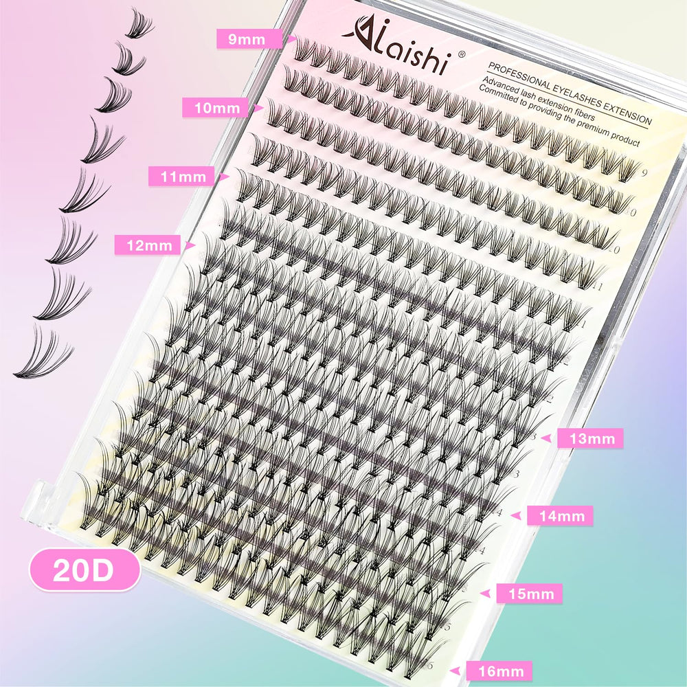 AILAISHI clústeres de pestañas: curva D 30D-40D para volumen suave