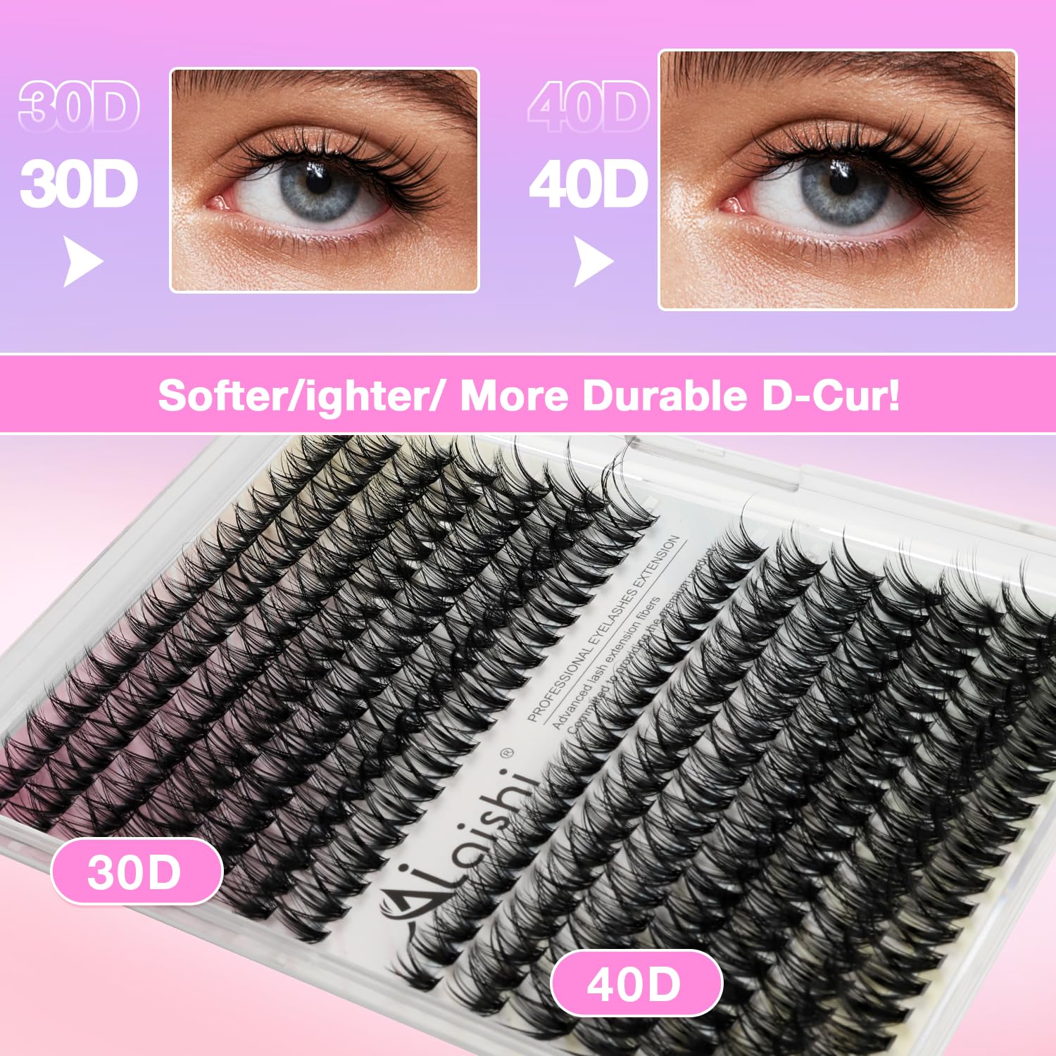 Racimos D Curl 30D+40D de AILAISHI para volumen realista.