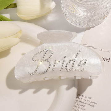 Aileam clip garra novia blanco acrílico, seguro para cabello grueso y fino