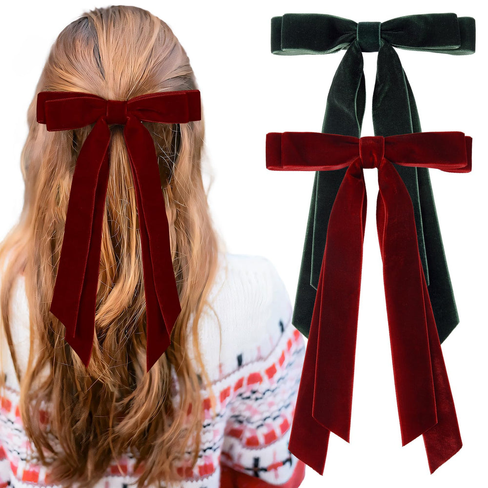 Lazo velvet Aileam con pinza para coletas y diademas