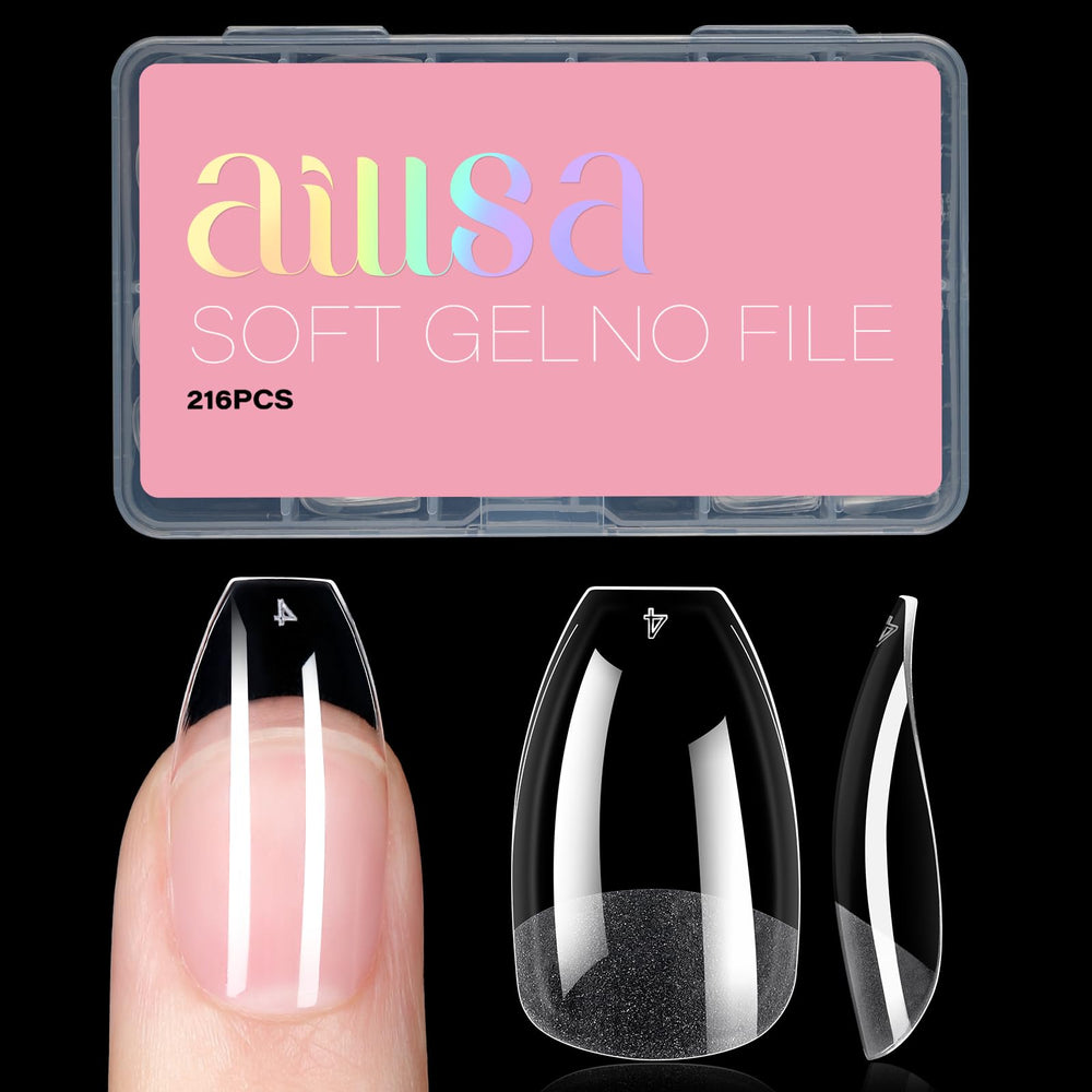 Extensiones de uñas ballerina transparentes de AILLSA, apariencia natural
