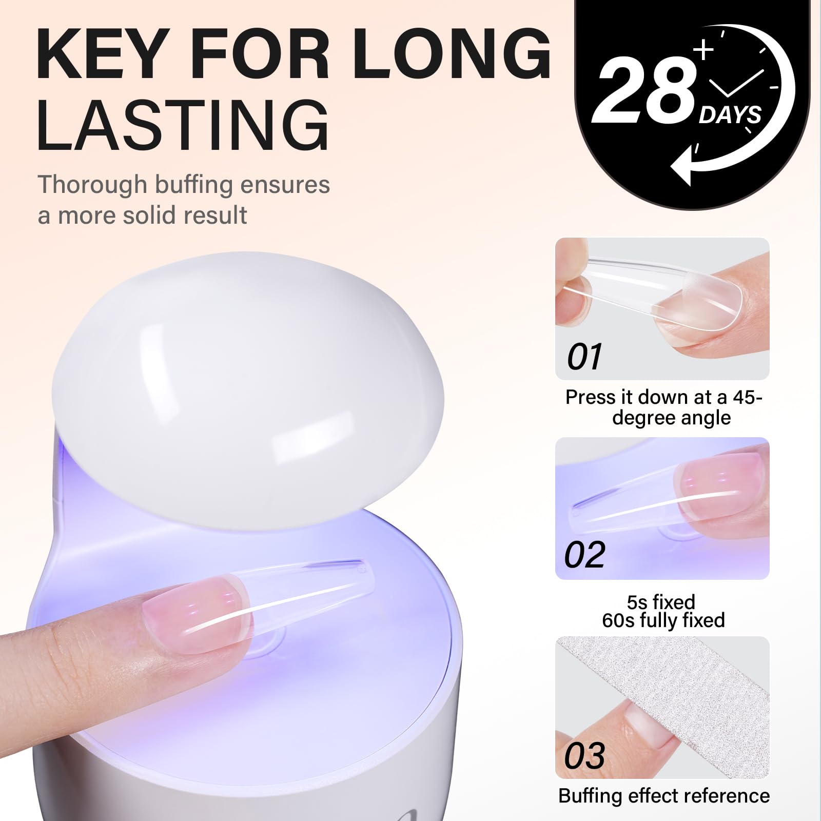 AILLSA gel curado UV/LED, secado rápido en 60 segundos.