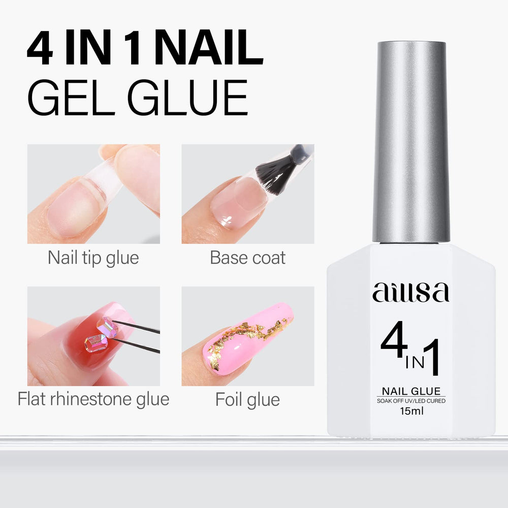 Pegamento AILLSA para tips de uñas, 4 en 1