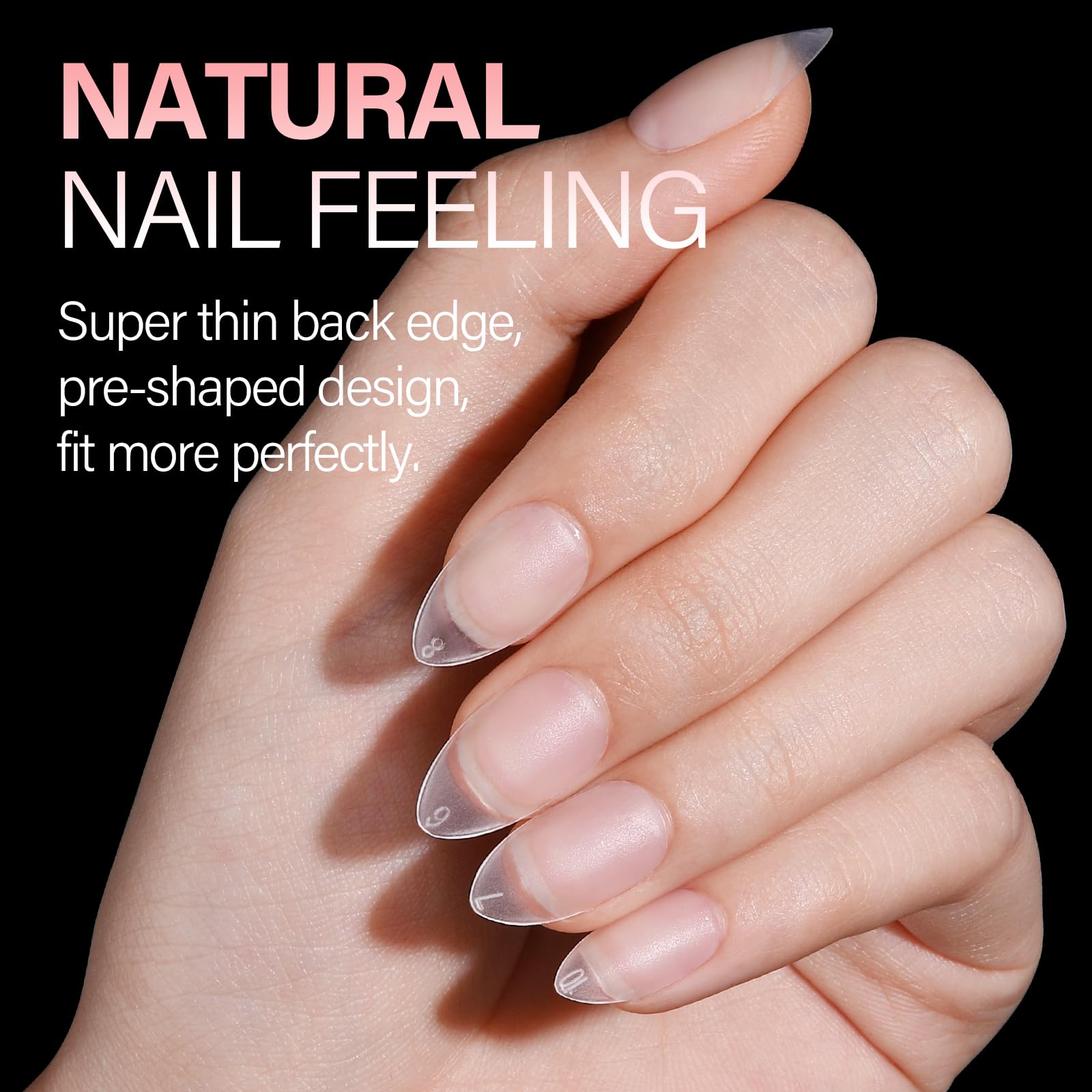 Puntas con ajuste natural AILLSA, borde trasero delgado y frontal grueso.