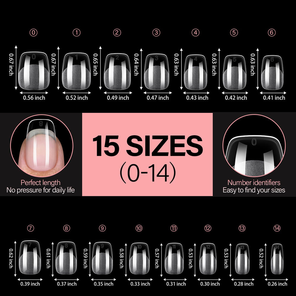 AILLSA tips cobertura total, uñas extendidas con acabado uniforme.