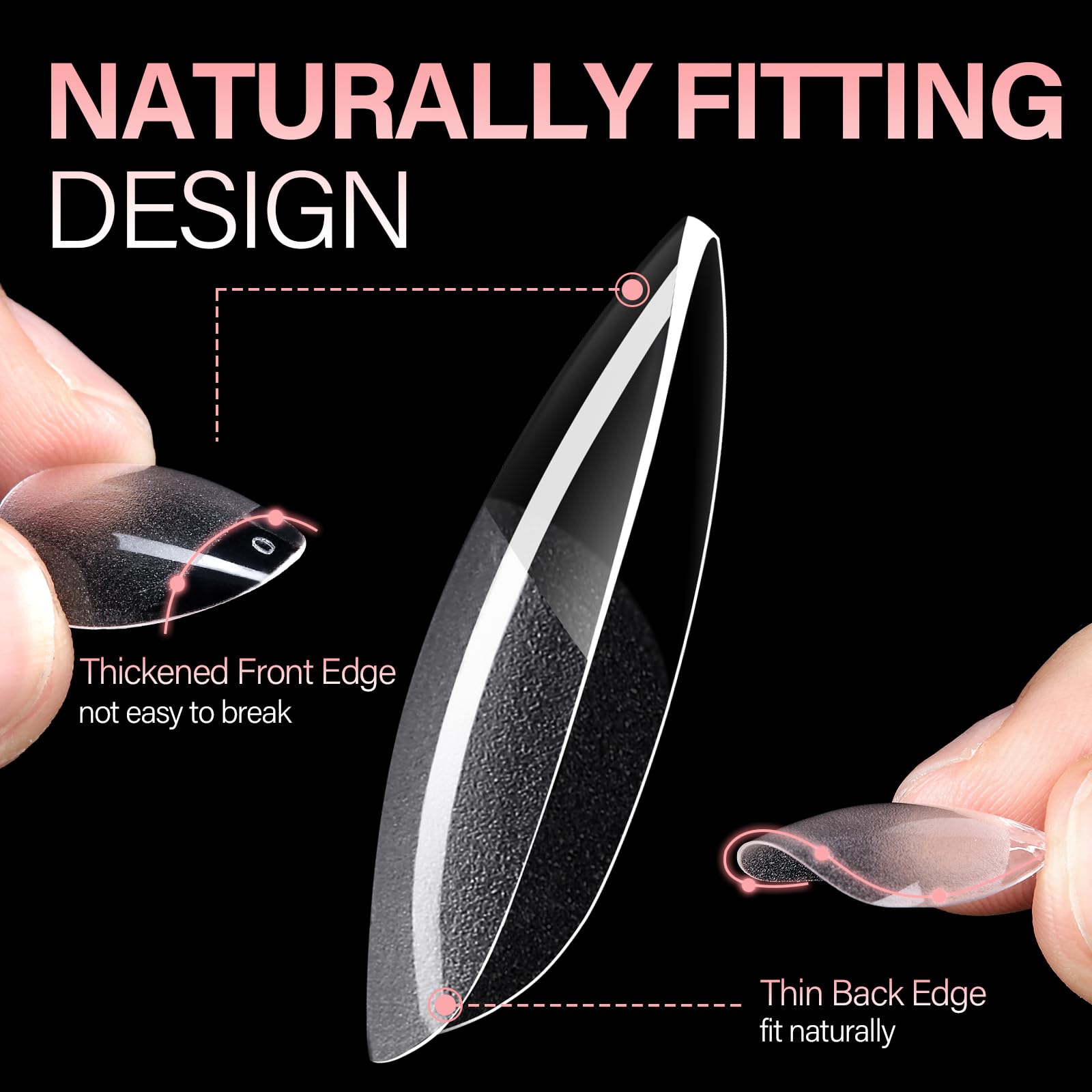 AILLSA tips uñas almendra corto, material gel flexible para uñas duraderas.