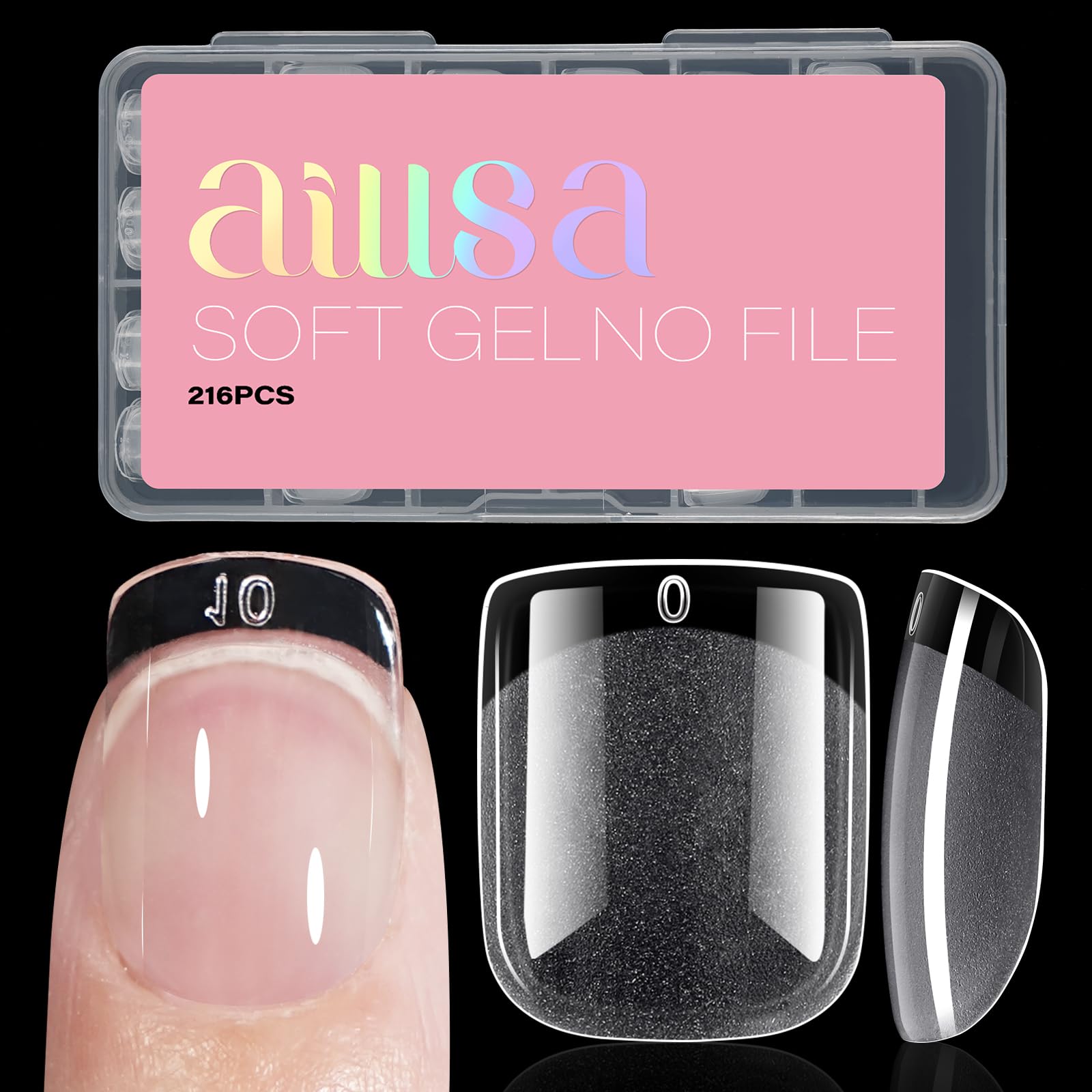 Uñas AILLSA tips extra corto cuadrado de cobertura total para manicura en casa