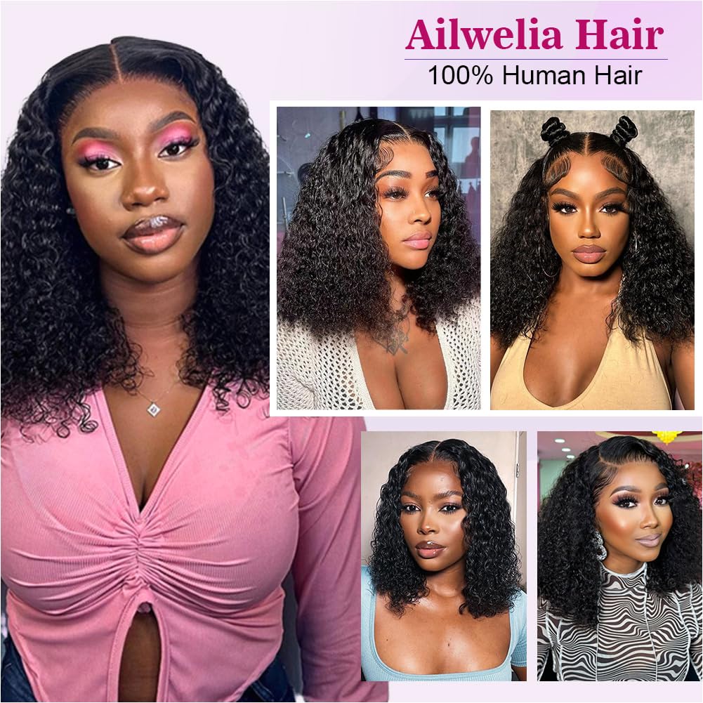 Ailwelia Curly Bob Wig 14 pulgadas para estilos versátiles.