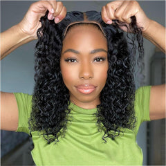 Ailwelia Curly Bob Wig con onda profunda para look natural y versátil.