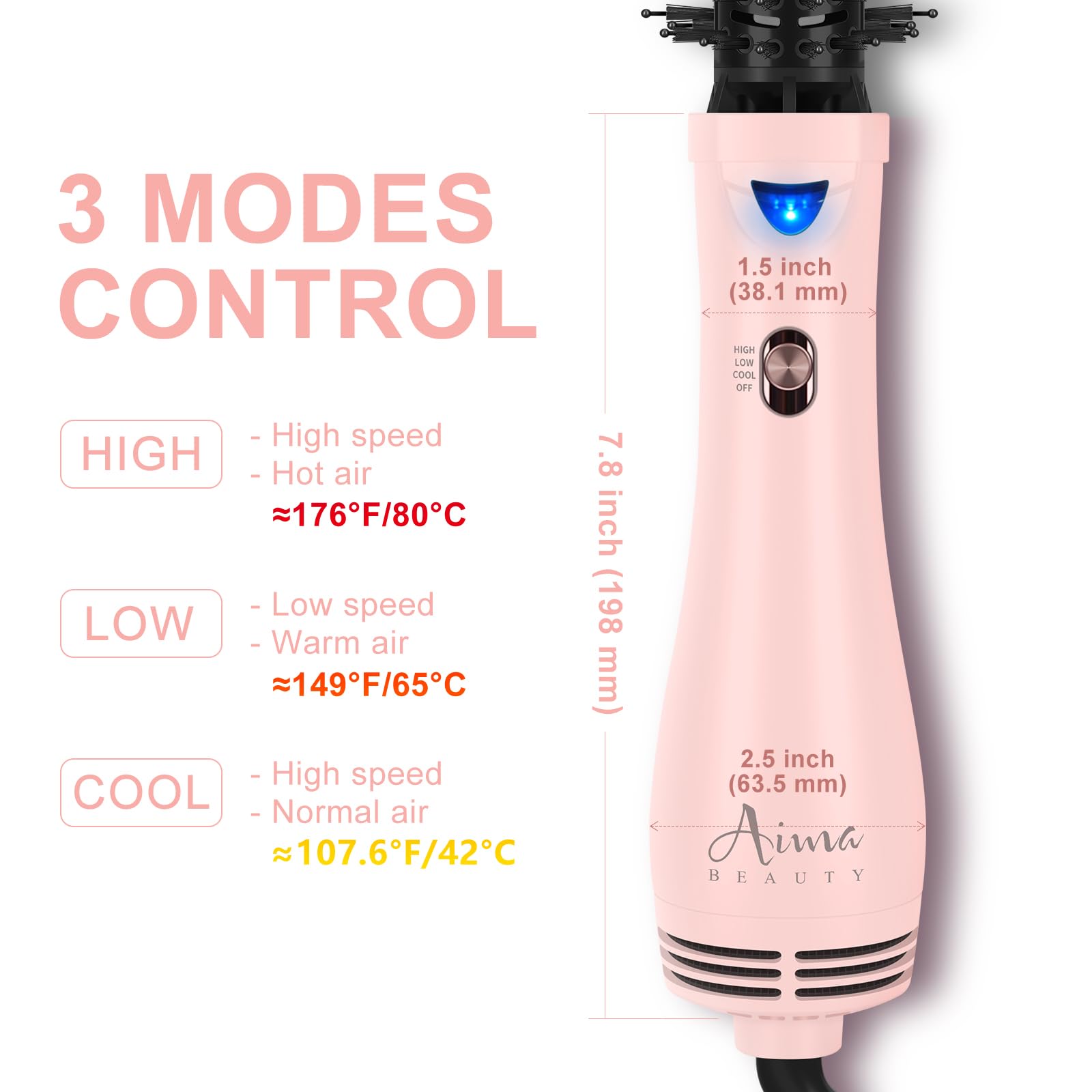 Aima Beauty tres ajustes de calor y velocidad