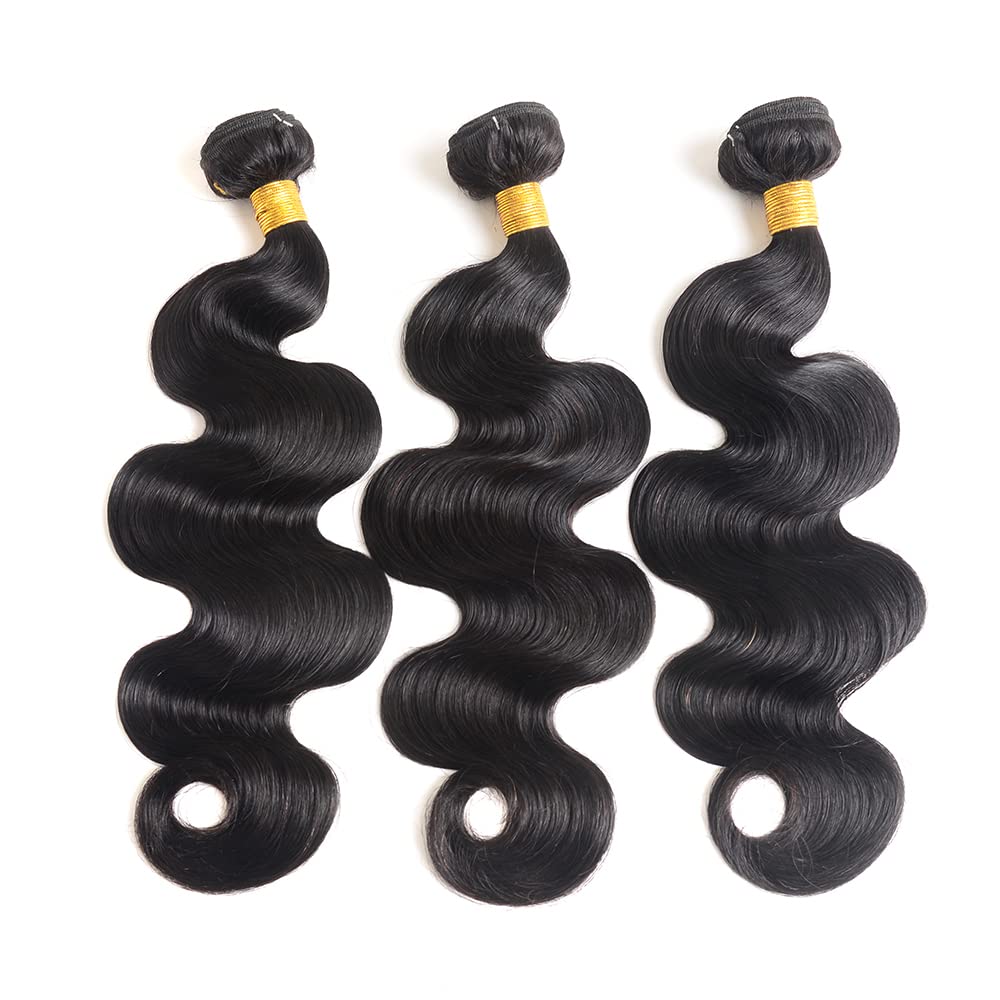 AIMAKER Aspumod 12A, paquetes de cabello humano ondulado corporal 20 pulgadas, negro natural.