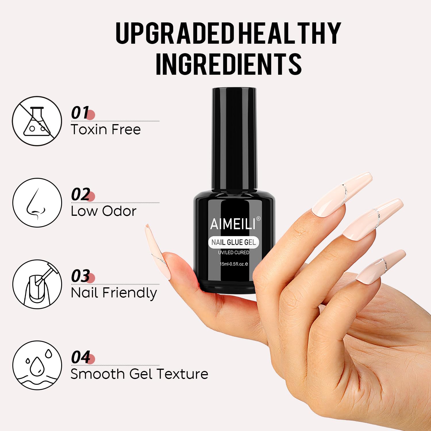AIMEILI gel base uñas 2en1 para acrílicas, protección y adherencia duradera.