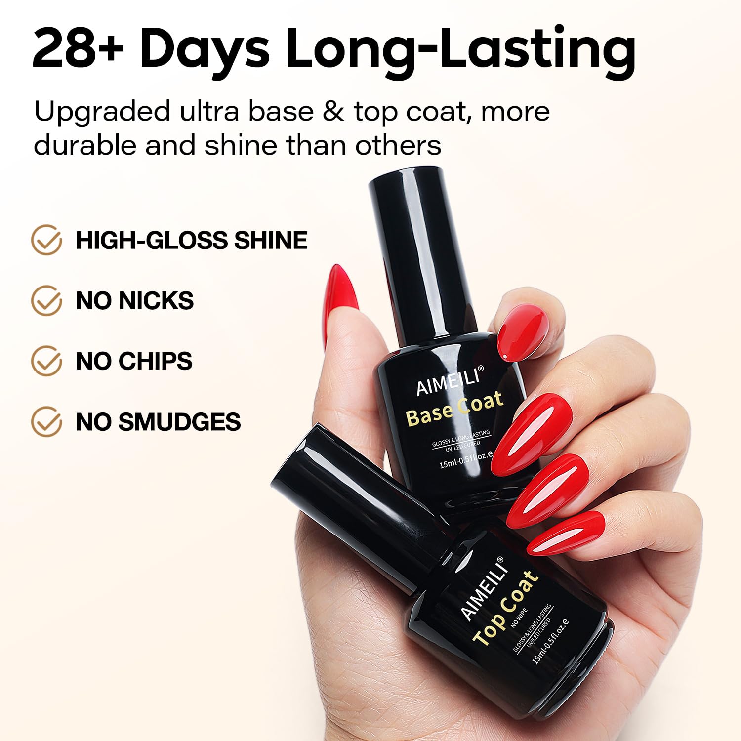 Esmalte gel de AIMEILI con alto brillo para uñas resistentes.