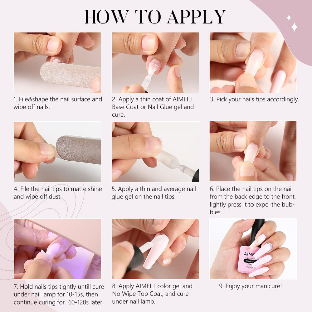 AIMEILI gel base para uñas artificiales 2en1, ideal para manicura casera.