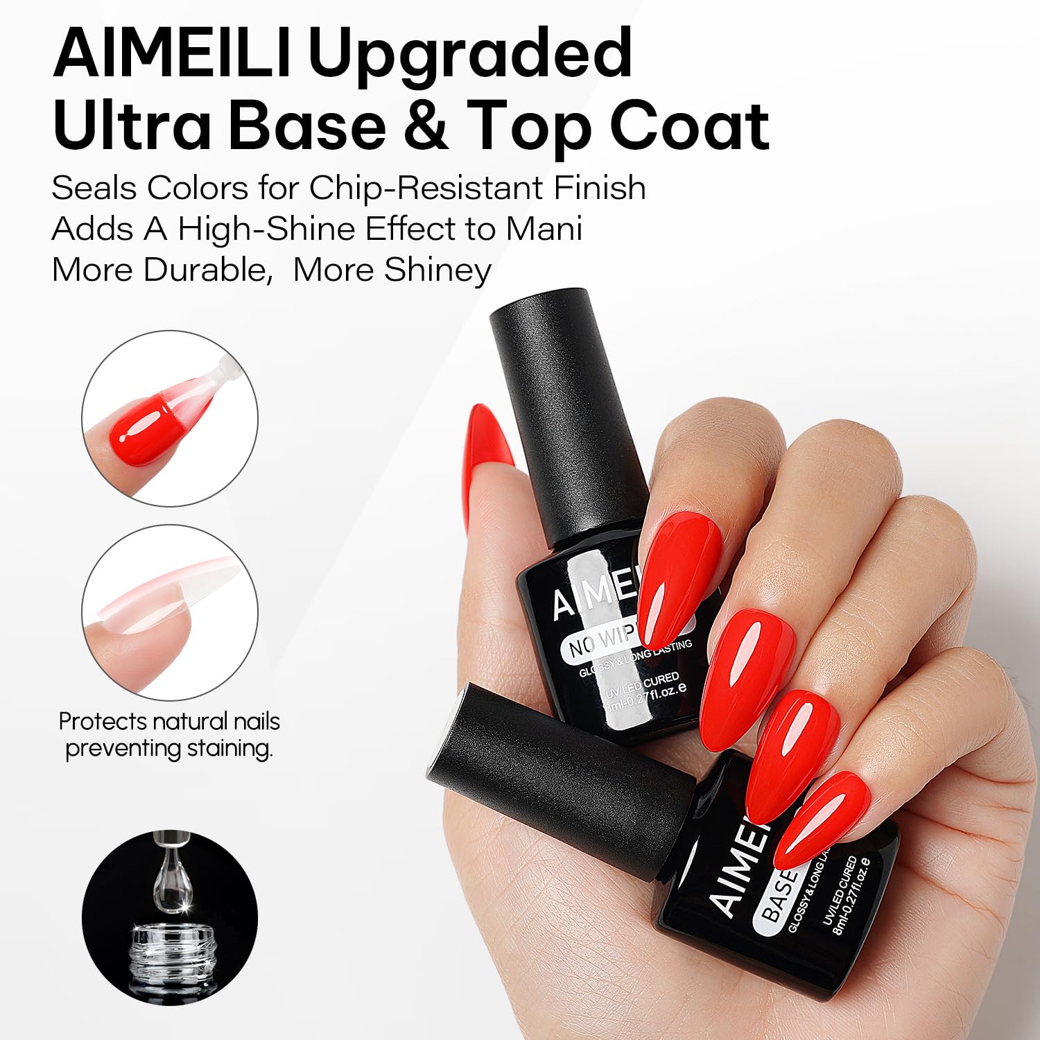 AIMEILI Kit Esmalte Gel 4 piezas: preparación y acabado duradero.