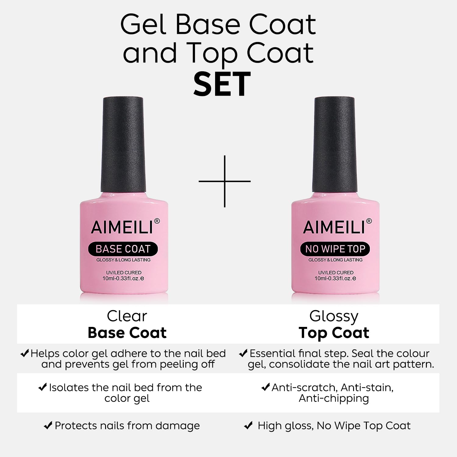 AIMEILI Set base y top 2x10ml para manicura en casa