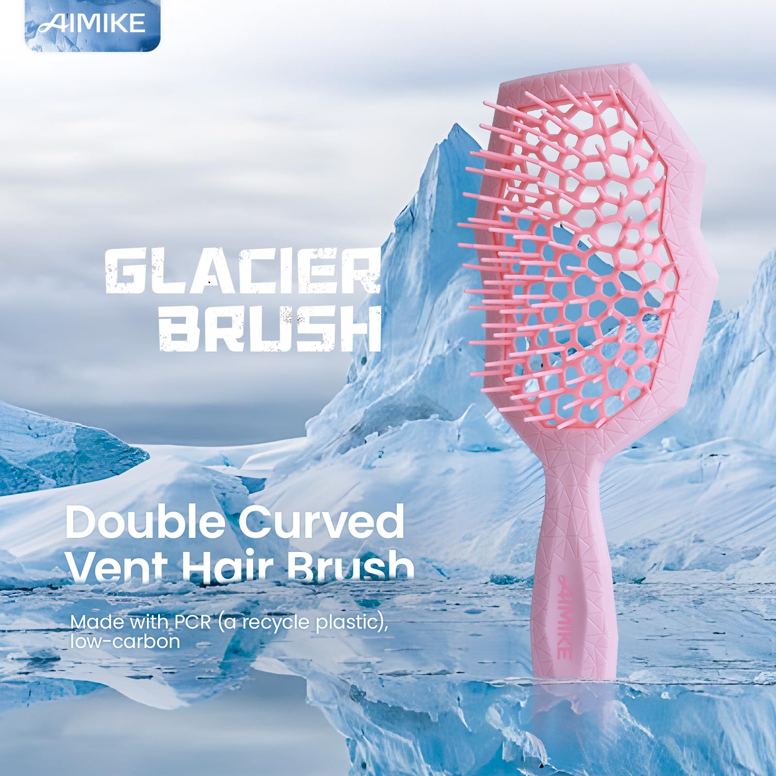 AIMIKE Glacier rosa dorso del cepillo ventilado para secado rápido.