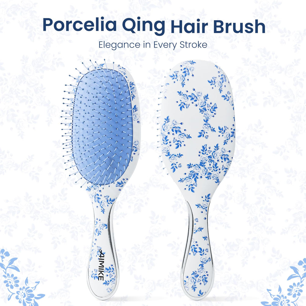 AIMIKE Porcelia Qing cepillo con filamentos deslizantes para cabello fino.
