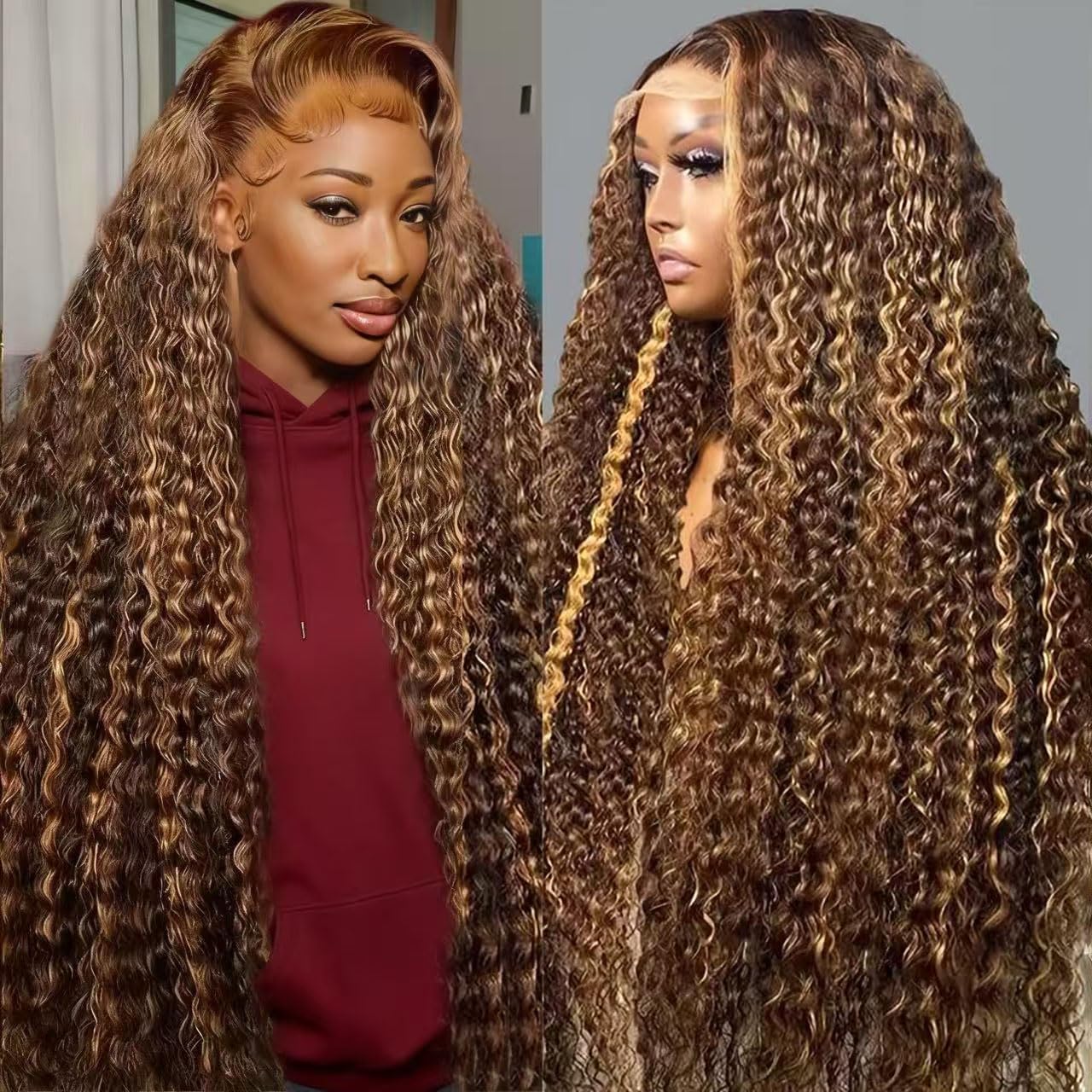 Aimqueen 30-inch highlight ombre lace front wig showing natural-looking length.