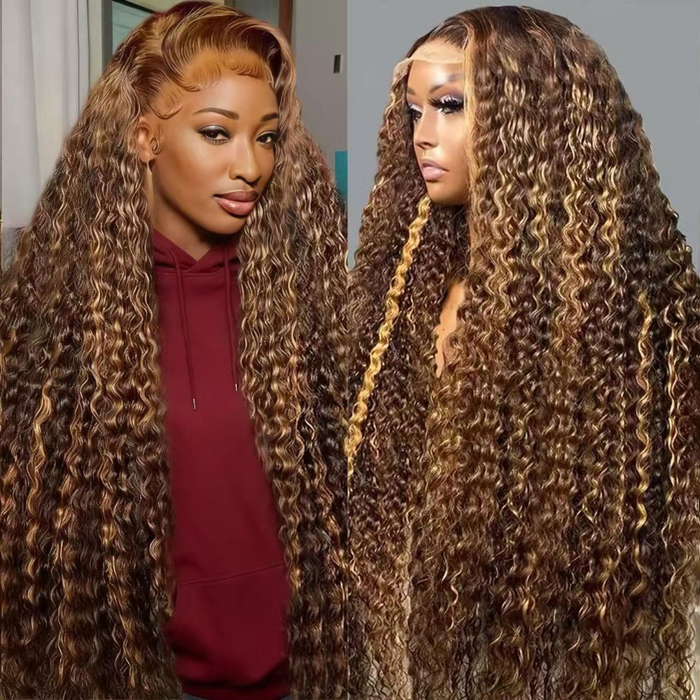 Aimqueen 30-inch highlight ombre lace front wig showing natural-looking length.