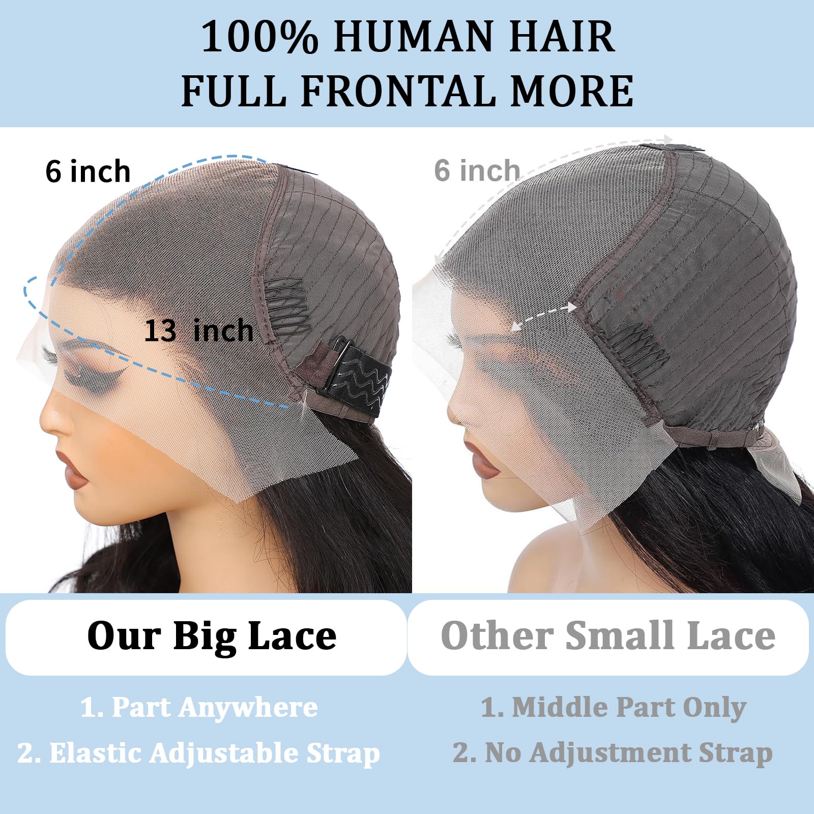 Encaje HD invisible Aimqueen 13x6, duradera y transpirable para peinados variados.