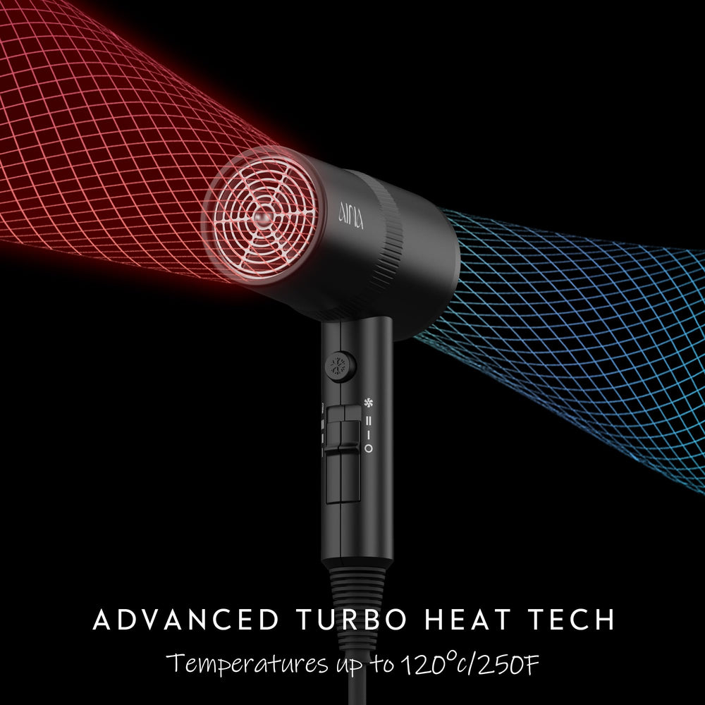 Aina tecnología de turmalina mantiene la cabellera suave y reduce estática.