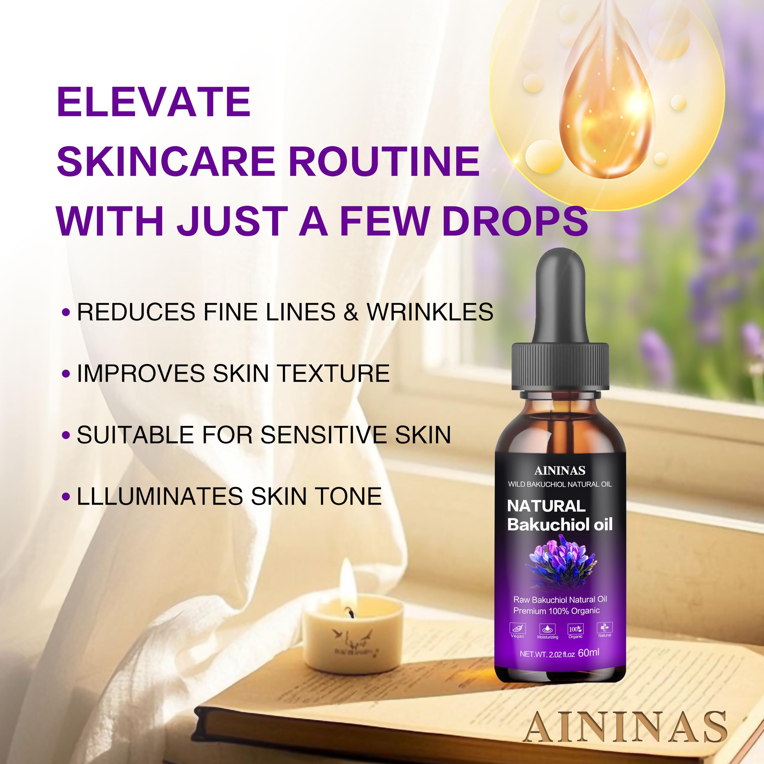 AIninas Bakuchiol Aceite: envase sostenible para un cuidado consciente.