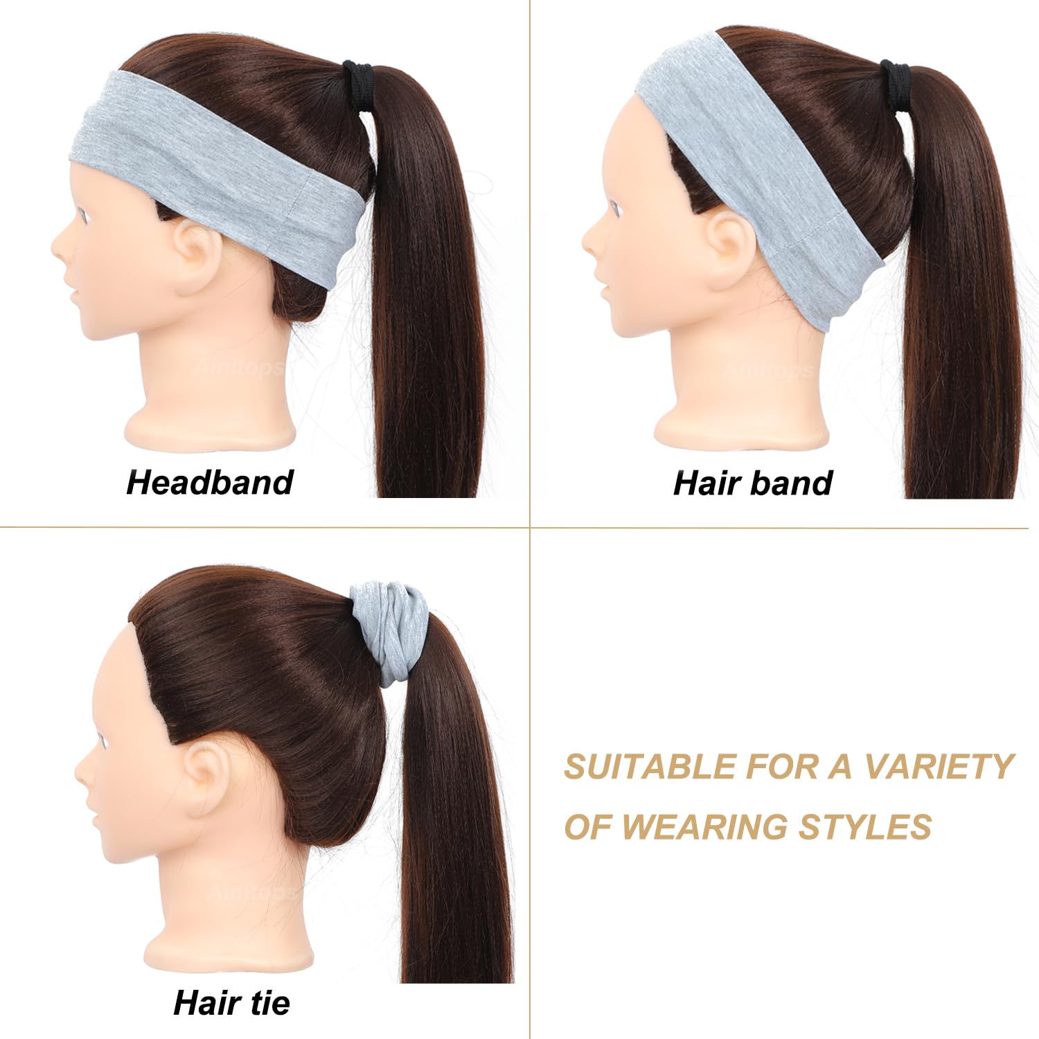 Diademas Ainitops para moda y deporte, ideales para yoga y cardio.