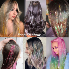 Ainitops mechones purpurina dorados con clip, efecto festivo y brillante.