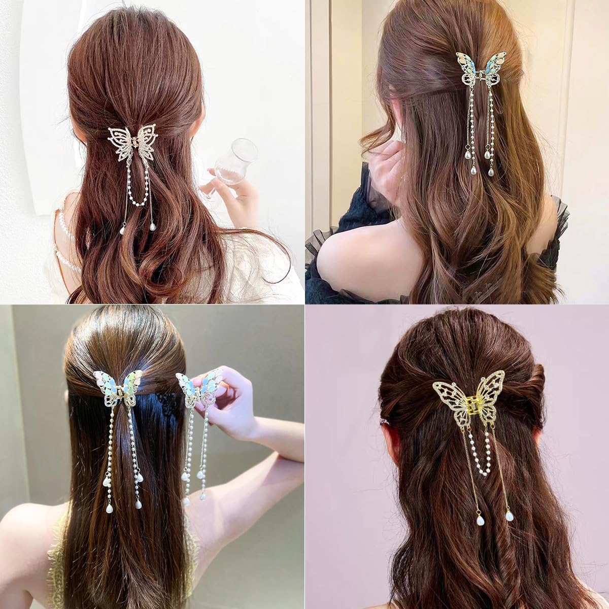 AINVHH clip mariposa con detalles metal pulido, acabado sofisticado.