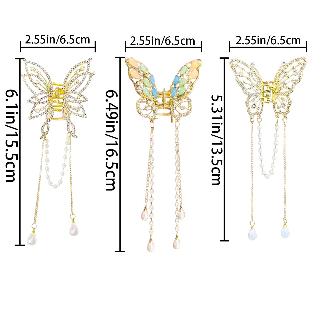 Pinza AINVHH para cabello mariposa, tres estilos, versátil para peinados.