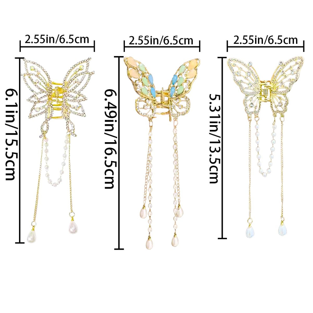 Pinza AINVHH para cabello mariposa, tres estilos, versátil para peinados.