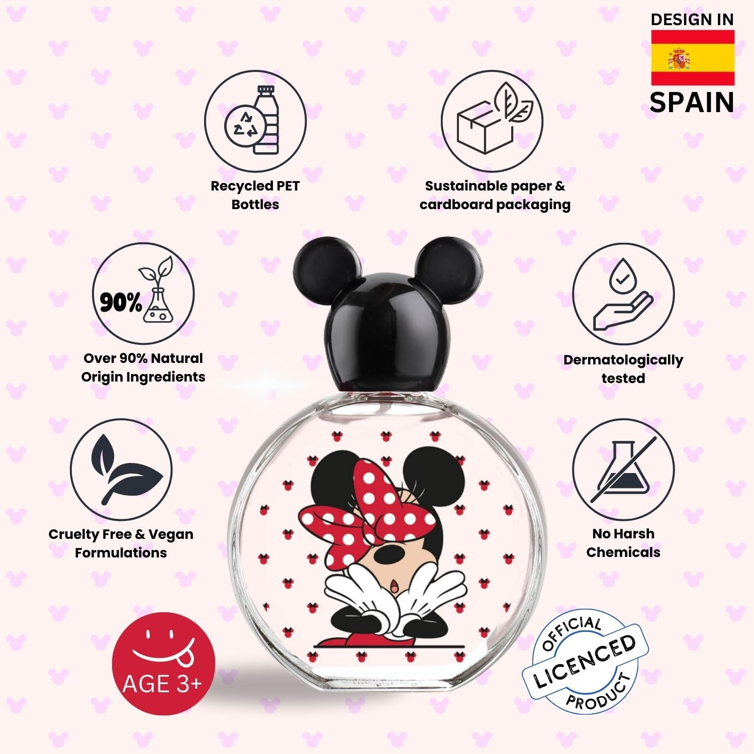 Air-Val Minnie Mouse EDT: tapa rosa para cierre fácil y diseño atractivo.