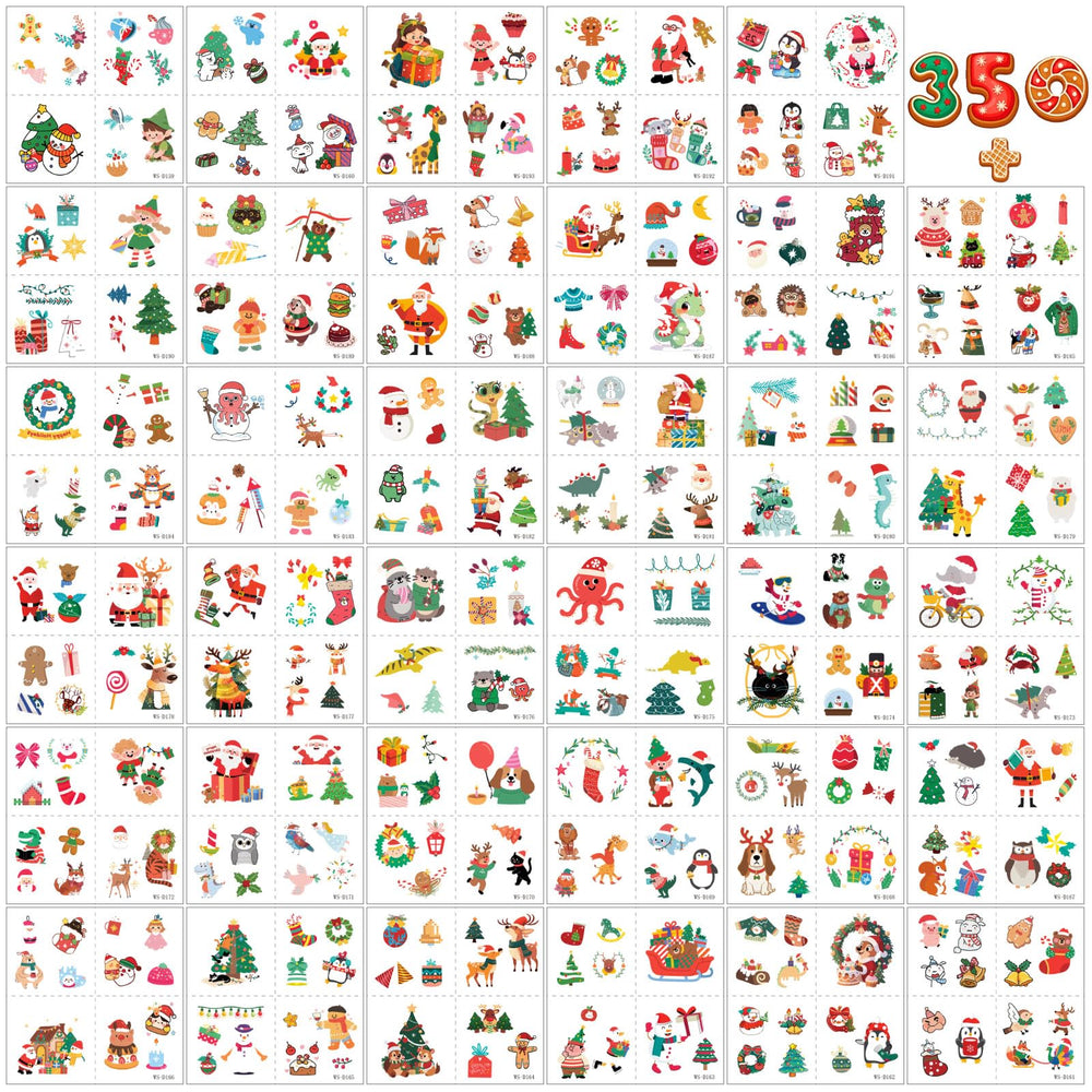Tatuajes AIRNOGO variedad navideña, ideales para fiestas escolares.