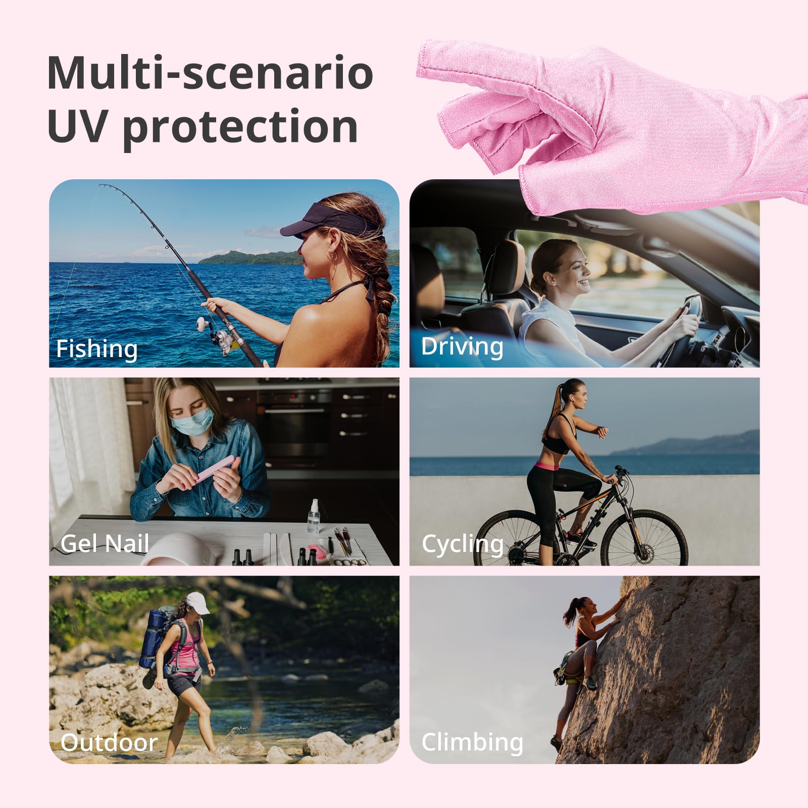 AIRSEE guantes UV elasticidad rápida tejido elástico que se adapta a la mano.