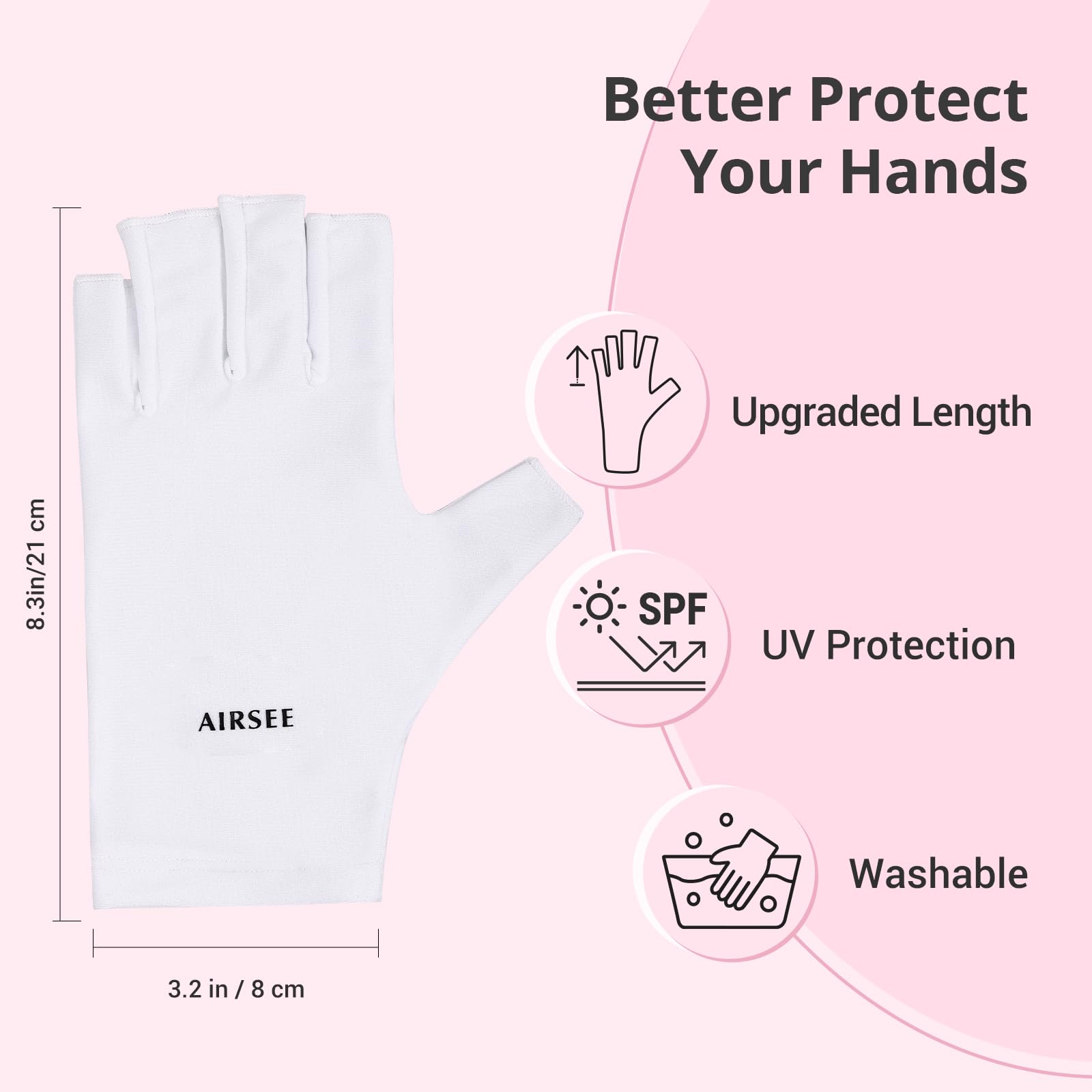 AirSEE guantes UV útiles para manicura y actividades al aire libre