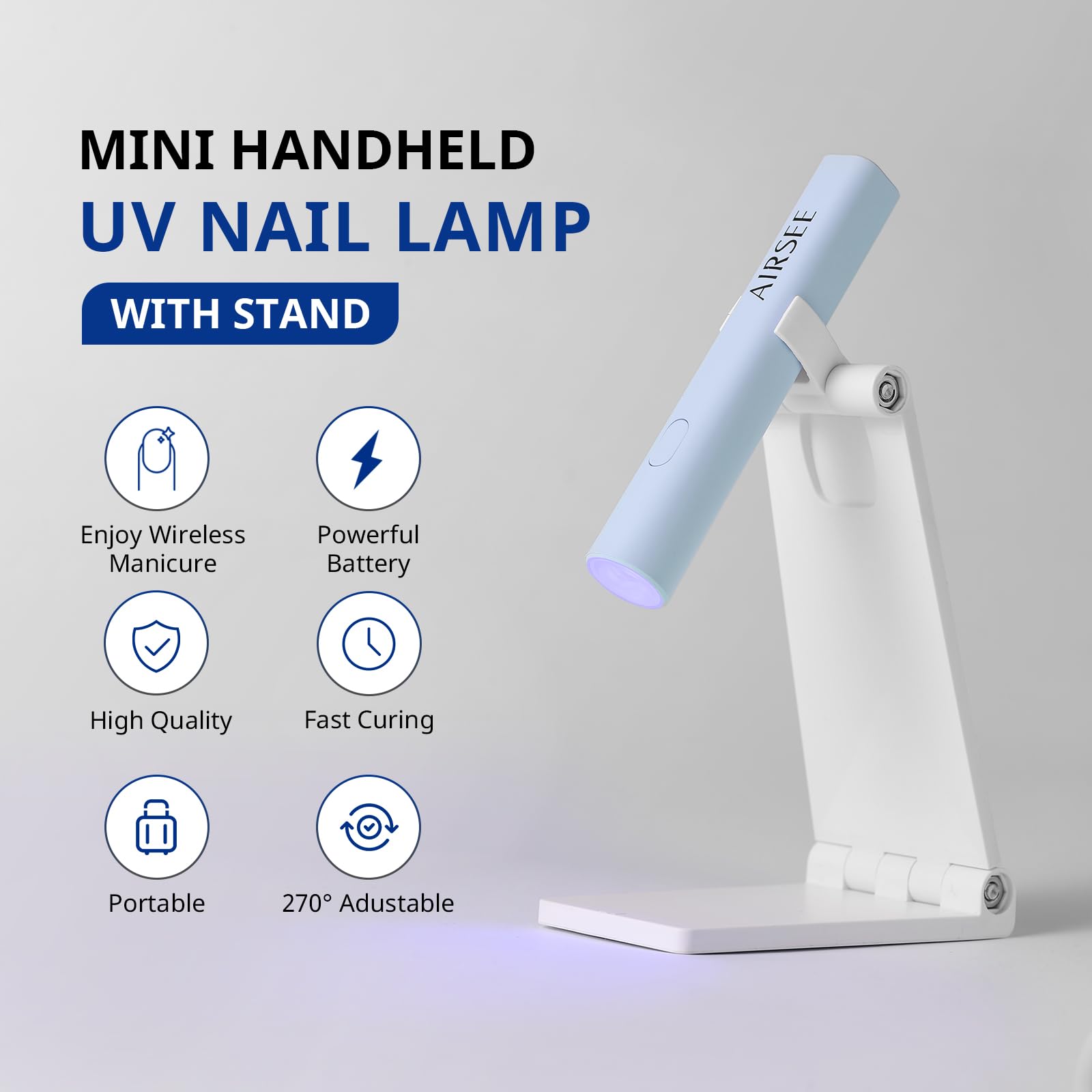 Airsee Lámpara UV mini con batería integrada para uso sin cables.