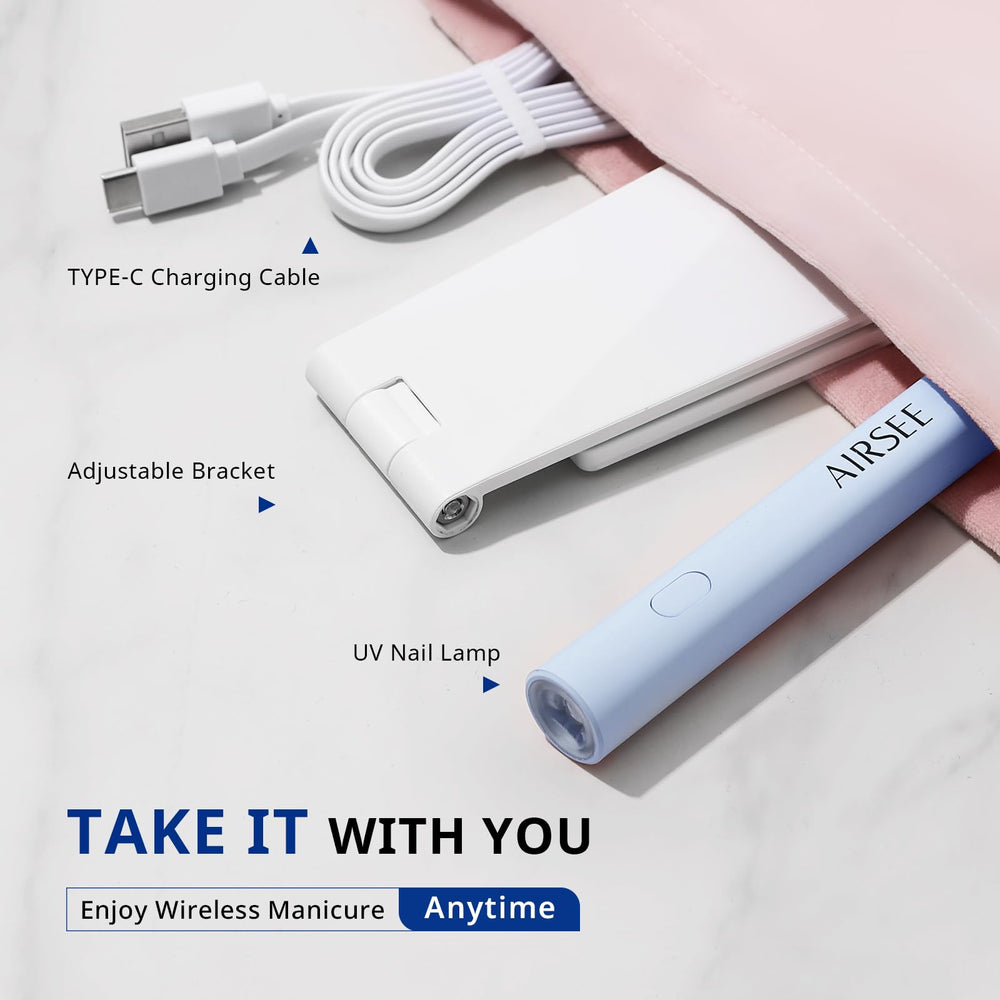 Airsee Lámpara UV mini con diseño plegable y compacto para viajar.
