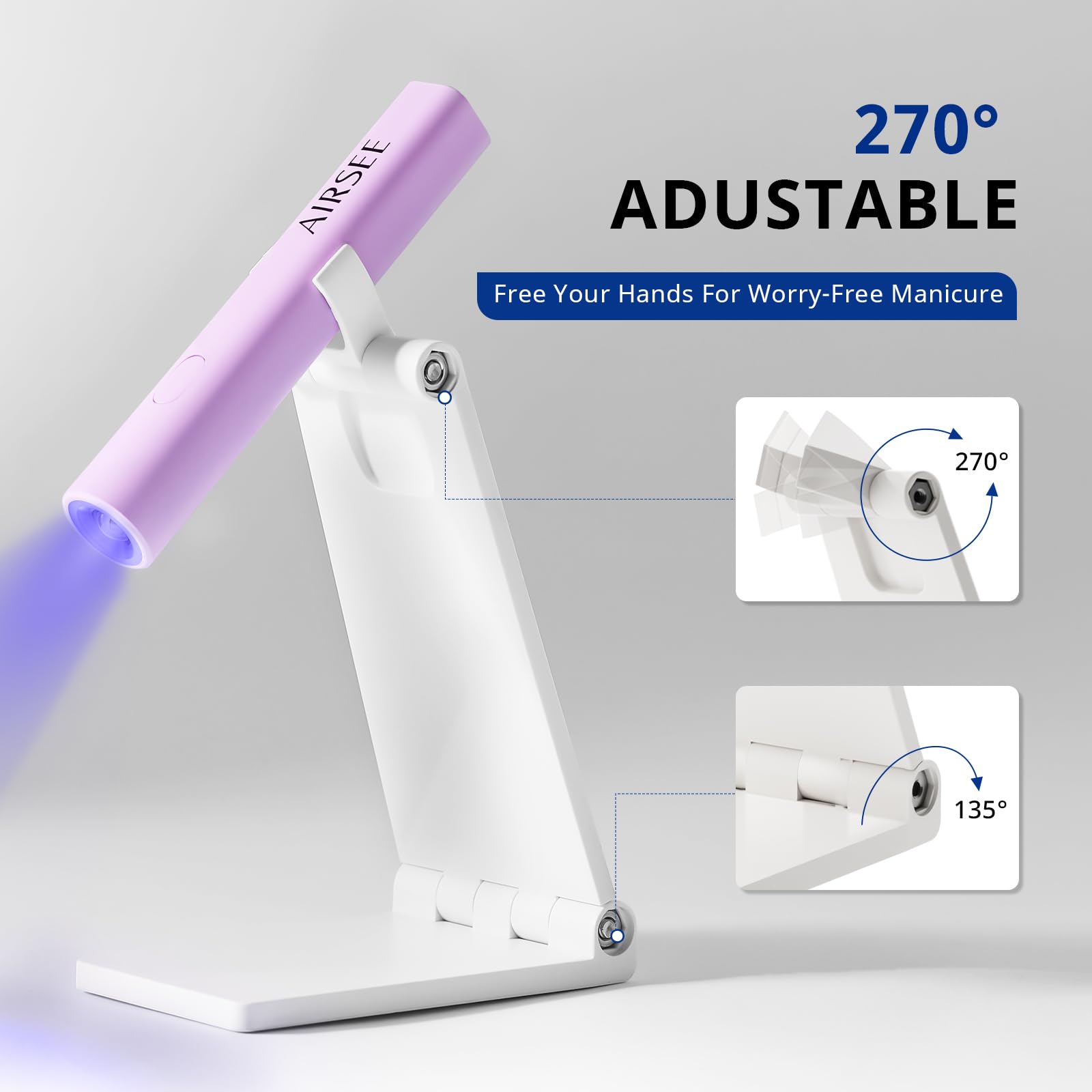 AIRSEE Lámpara UV con protección ocular y base giratoria para seguridad