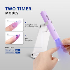 AIRSEE Mini lámpara UV rápida con temporizadores 20/60 s para gel