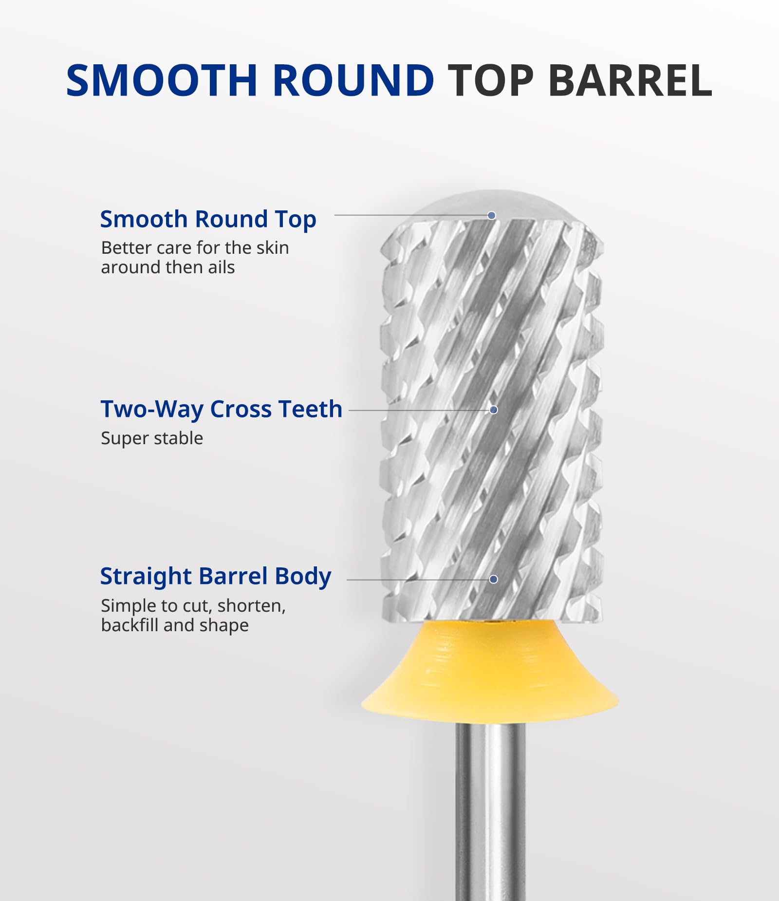Airsee 2x coarse teeth for efficient gel removal and fast surface smoothing.