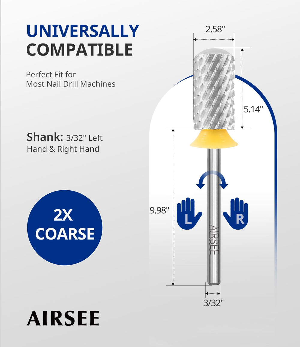 Airsee 3/32 shank nail bit fits compatible electric files securely.