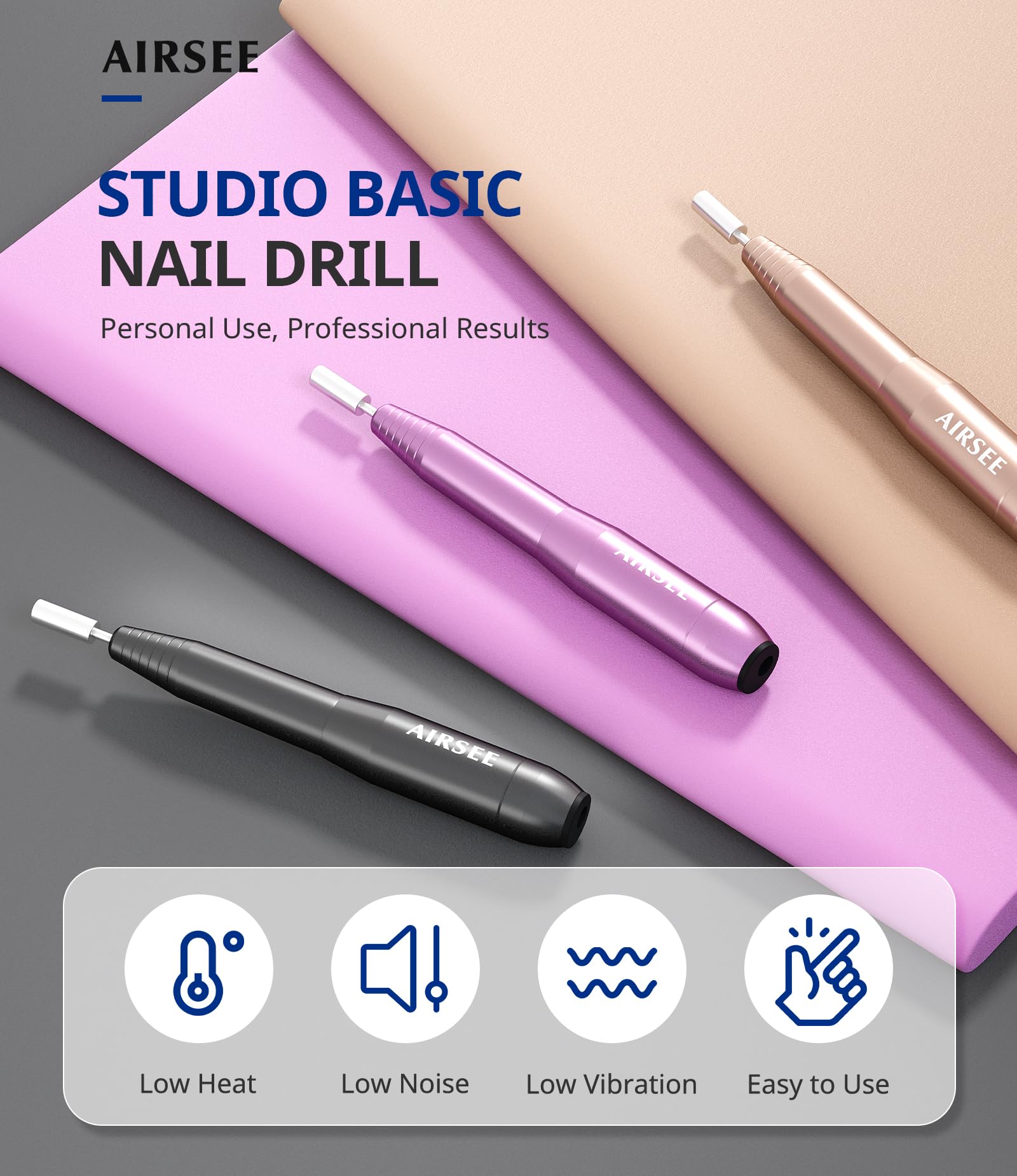 AIRSEE Studio Basic, rotación bidireccional, control suave para principiantes.