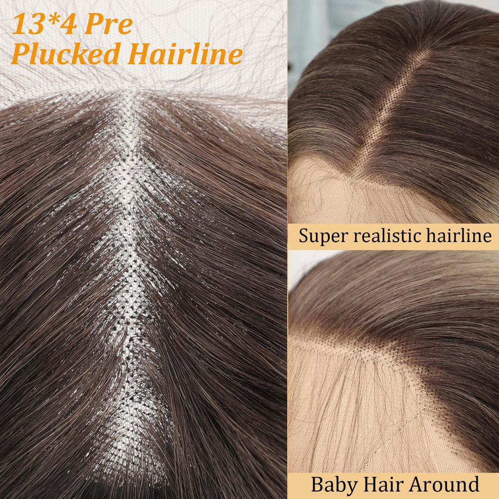 AISI HAIR peluca frontal de encaje HD sin pegamento para un ajuste cómodo.