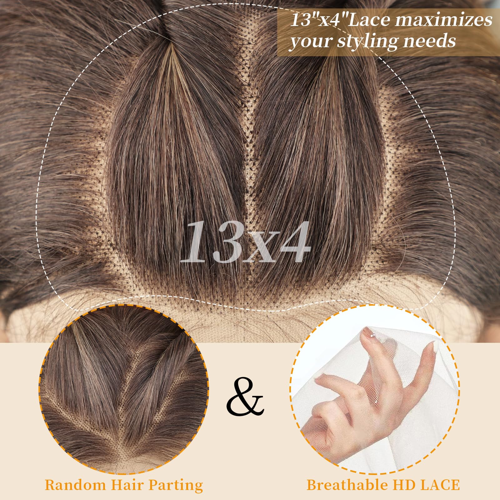 AISI HAIR peluca 13x4, fácil de colocar para principiantes.