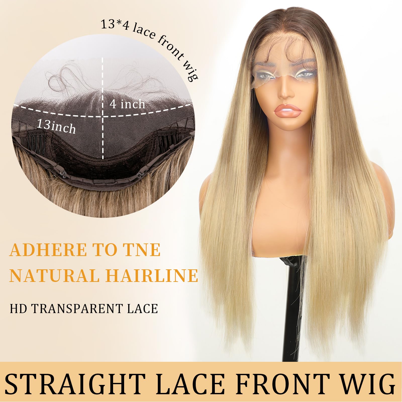 AISI HAIR peluca frontal de encaje 13x4, predespuntada con pelos alrededor de la frente.