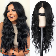 AISI HAIR peluca larga ondulada con encaje en la frente para un aspecto natural.