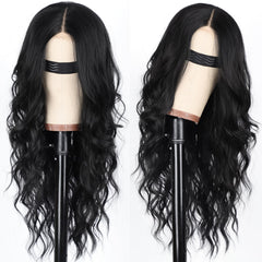 AISI HAIR peluca negra larga para uso diario con acabado suave.