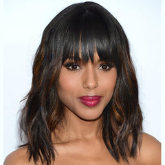 AISI HAIR peluca ondulada bob con franja, look natural para uso diario