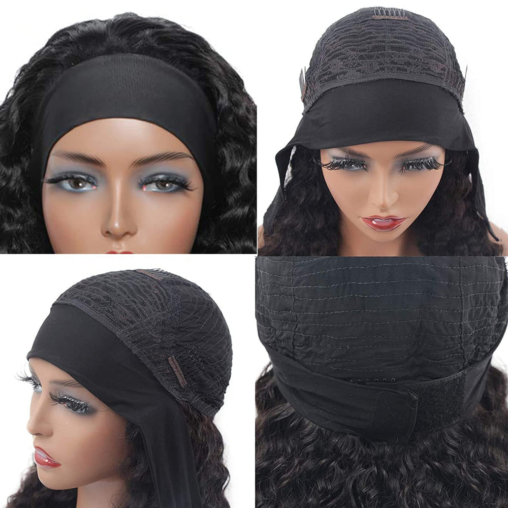 Aiterina headband wig adjustable cap with clips and velcro for comfort